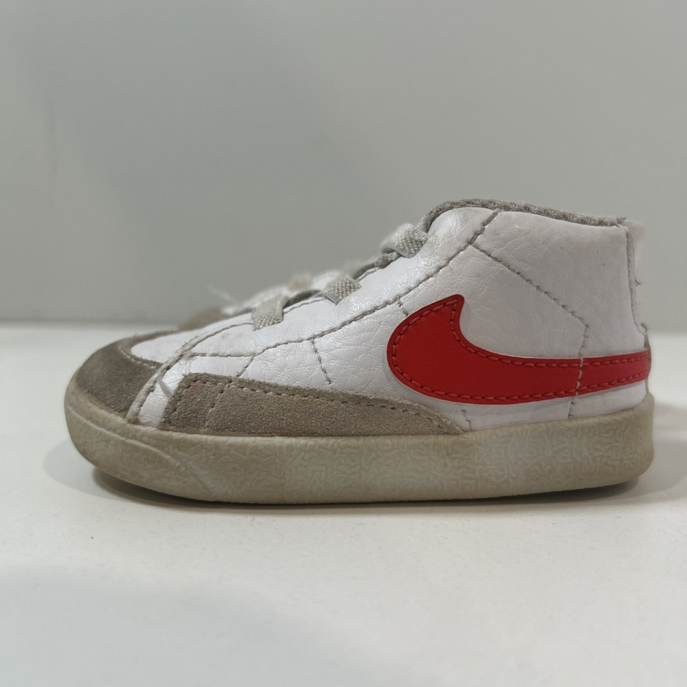 Nike Blazer Mid CB White Habanero Red Baby Shoes Size 4C Crib Soft